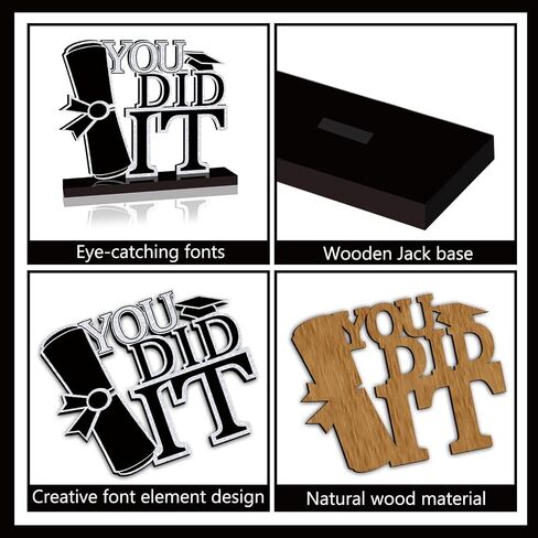 4Pcs Black and Gold Graduation Decorations Class of 2025 Congrats Grad Wooden Table Centerpieces Grad Table Toppers Congratulate Tiered Tray Decor for 2025 Graduation Decorations in Kuwait