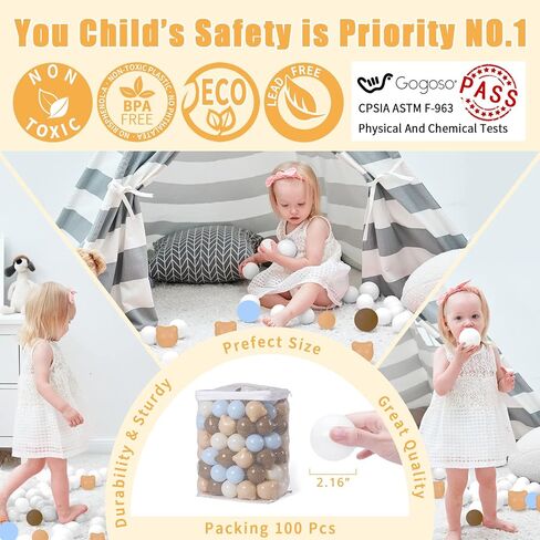 GOGOSO Bear Ball Pit Balls Shapes BPA Free Plastic Play Balls Crush Proof Kids Toddlers Baby Pastel Pelotas Toy Shaped Giant Friendship Bracelet, 2.15inch 100pcs, Coffee Pink in Kuwait