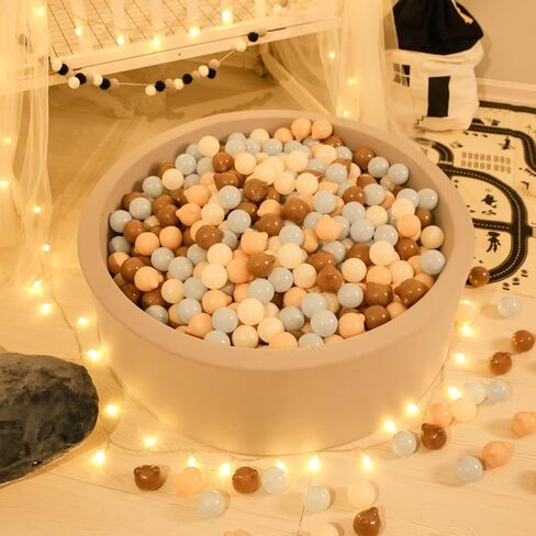 GOGOSO Bear Ball Pit Balls Shapes BPA Free Plastic Play Balls Crush Proof Kids Toddlers Baby Pastel Pelotas Toy Shaped Giant Friendship Bracelet, 2.15inch 100pcs, Coffee Pink in Kuwait