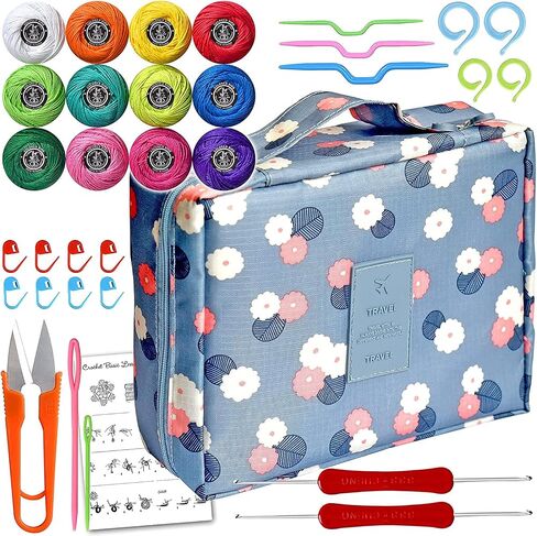 COLORED BIRD 21 PCS Size 8 Cotton Crochet Thread with kit in Ball Craft Yarn for Knitting and Crochet Perfect Beginner Kit in Kuwait
