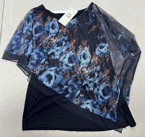 SeSe Code Women's Elegant Mesh Blouses Flowy Poncho Tops Dressy Casual Shirts in Kuwait