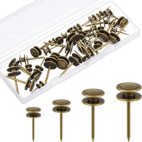 Ferraycle 40 Piece Double Headed Picture Hangers Nails 4 Size Long Thumb Tacks for Wall Hanging Decorative Nails Push Pins Picture Hooks for Drywall Photo Decor, 10/20/ 30/ 50lb(Red Antique) in Saudi Arabia