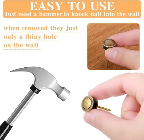 Ferraycle 40 Piece Double Headed Picture Hangers Nails 4 Size Long Thumb Tacks for Wall Hanging Decorative Nails Push Pins Picture Hooks for Drywall Photo Decor, 10/20/ 30/ 50lb(Red Antique) in Saudi Arabia