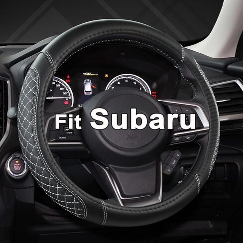 West Llama Customized Auto Car Steering Wheel Cover for Subaru Forester,Outback,Crosstrek,Impreza,Legacy,14.5-15 inch (Diamond Quilted-Black+Red-Standard Size) in Kuwait