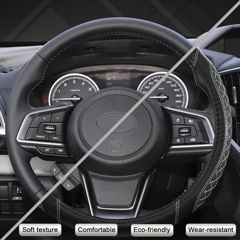 West Llama Customized Auto Car Steering Wheel Cover for Subaru Forester,Outback,Crosstrek,Impreza,Legacy,14.5-15 inch (Diamond Quilted-Black+Red-Standard Size) in Kuwait