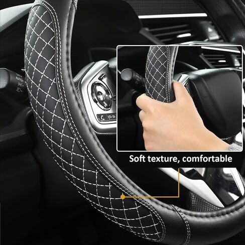 West Llama Customized Auto Car Steering Wheel Cover for Subaru Forester,Outback,Crosstrek,Impreza,Legacy,14.5-15 inch (Diamond Quilted-Black+Red-Standard Size) in Kuwait