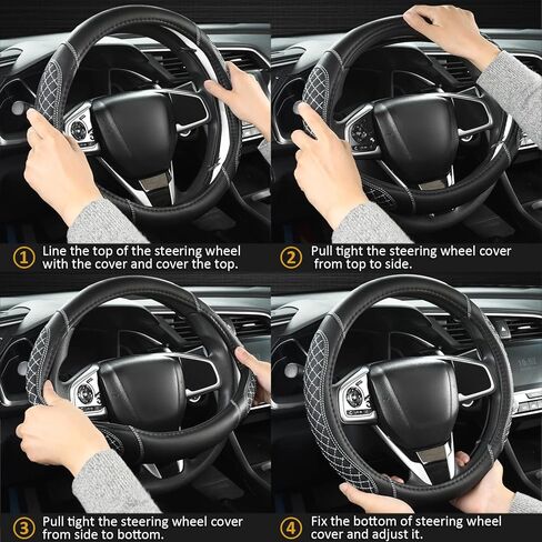 West Llama Customized Auto Car Steering Wheel Cover for Subaru Forester,Outback,Crosstrek,Impreza,Legacy,14.5-15 inch (Diamond Quilted-Black+Red-Standard Size) in Kuwait