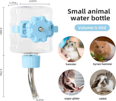 Hanging Water Bottle for Pets, Sugar Glider Cage Accessories Plastic Water Bowl, Drinking Dispenser for Hamster, Hedgehog, Squirrel, Chinchillas, Chew-Proof Pet Supplies (Green, S) in Saudi Arabia
