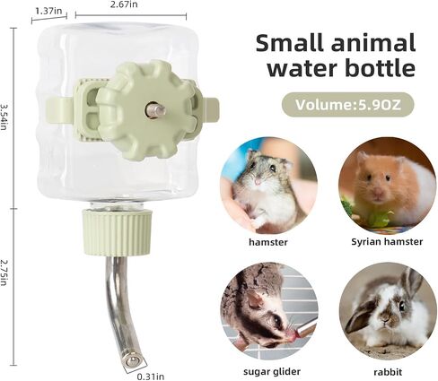 Hanging Water Bottle for Pets, Sugar Glider Cage Accessories Plastic Water Bowl, Drinking Dispenser for Hamster, Hedgehog, Squirrel, Chinchillas, Chew-Proof Pet Supplies (Green, S) in Saudi Arabia
