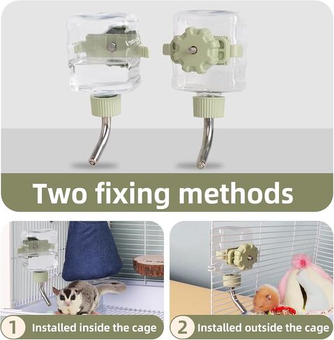 Hanging Water Bottle for Pets, Sugar Glider Cage Accessories Plastic Water Bowl, Drinking Dispenser for Hamster, Hedgehog, Squirrel, Chinchillas, Chew-Proof Pet Supplies (Green, S) in Saudi Arabia