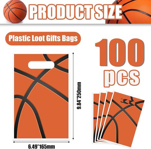 QUERICKY 100Pcs Basketball Goodie Bags Basketball Loot Gifts Bags Basketball Party Favor Bags Basketball Party Supplies for Kids Birthday Party Basketball Game Day Sports Events Decorations in Saudi Arabia