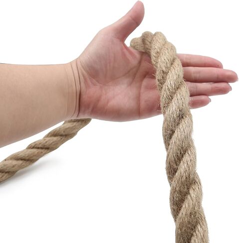 3/4" x 50' (20mm x 15m) Natural Jute Twist Rope - Ideal for Porch Swing, Railing, Landscaping, Crafting, Gardening, DIY Projects, Home Décor, and Outdoor Use in Kuwait