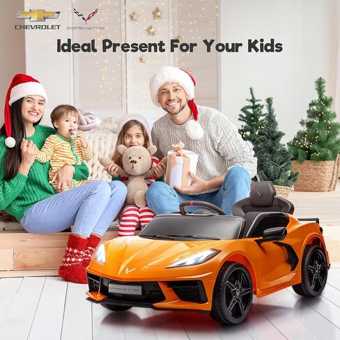 Licensed Chevrolet Corvette C8 12V Ride On Car, Electric Car w/Remote Control, LED Lights, Shiny Dashboard, 3 Speeds Mode, Soft Start, Bluetooth Speaker, Battery Powered Cars for Kids to Drive in Saudi Arabia