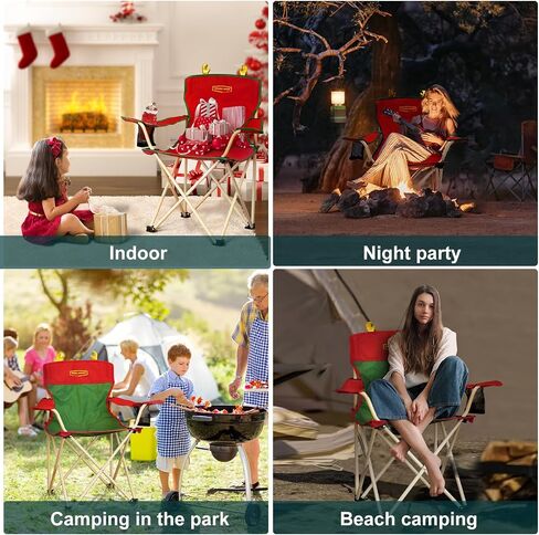 YOUNG WOOD Portable Camping Chair Beach Chair Outdoor Foldable Chair, Included Mesh Cup Holder & Safety Lock to Avoid Pinch Hand, Suitable for Christmas, Camp, Party, with Carrying Bag, Ages 2 to 7 in Saudi Arabia