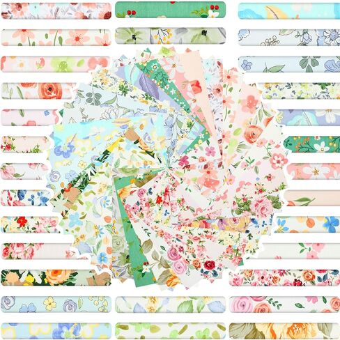 TATUO 30 PCS 10 "Green Floral موضوع خيط القطن مربعات الأزهار الأزهار الأزهار الأزهار الأزهار مربع لخياطة Scrapbooking DIY Craft Patchwork in Kuwait