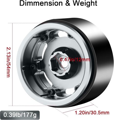 1.9 Beadlock Wheel Rim, 177g Heavy Aluminum Alloy Beadlock Wheels for 1/10 RC Crawler SCX10 TRX4 TRX6 VS4-10 GEN7 GEN8 Upgrades, 4PC (Plated Silver) in Kuwait