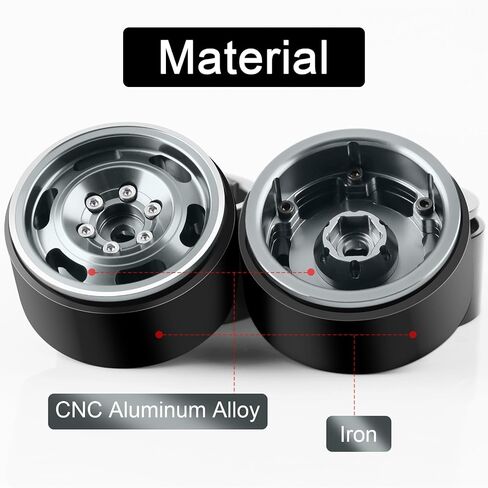 1.9 Beadlock Wheel Rim, 177g Heavy Aluminum Alloy Beadlock Wheels for 1/10 RC Crawler SCX10 TRX4 TRX6 VS4-10 GEN7 GEN8 Upgrades, 4PC (Plated Silver) in Kuwait