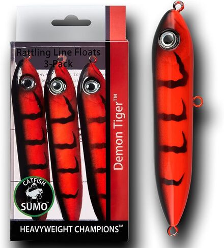 Catfish Rattling Line Float Lure for Catfishing, Demon Dragon Style Peg for Santee Rig Fishing, 4 inch (3-Pack, Green Crappie) in Kuwait