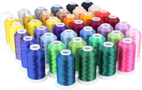 CleverDelights 40 Color Embroidery Machine Thread Set - 1100 Yard Spools - Strong Polyester Thread - for Brother Babylock Janome Singer Pfaff Husqvarna Bernina Machines - 40 Wt (120D/2) Thread in Saudi Arabia