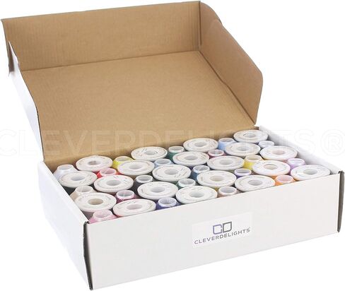 CleverDelights 40 Color Embroidery Machine Thread Set - 1100 Yard Spools - Strong Polyester Thread - for Brother Babylock Janome Singer Pfaff Husqvarna Bernina Machines - 40 Wt (120D/2) Thread in Saudi Arabia