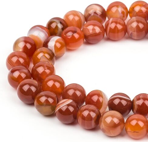 Red Striped Agate 6mm Round Beads, 60 Pcs Natural Stone Gemstone Beads for Jewelry Making, DIY Crafts, Bracelets, Necklaces, and Earrings in Saudi Arabia
