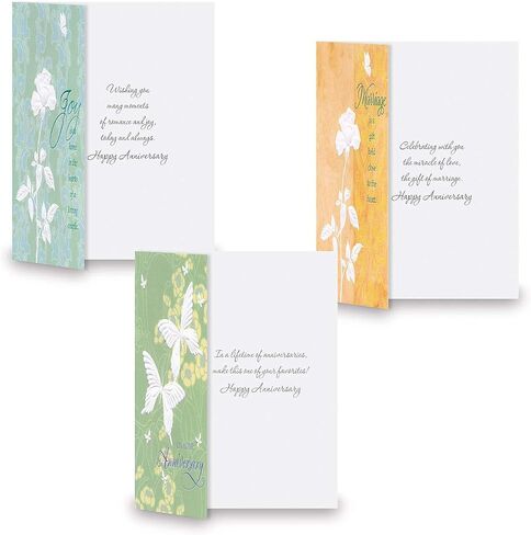 Current Deluxe Embossed Anniversary Greeting Card Set - Value Pack of 16 Cards With White Envelopes, 8 Designs, Large 5" x 7" Assortment in Kuwait