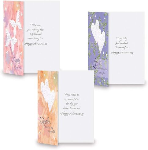 Current Deluxe Embossed Anniversary Greeting Card Set - Value Pack of 16 Cards With White Envelopes, 8 Designs, Large 5" x 7" Assortment in Kuwait