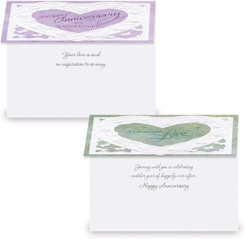 Current Deluxe Embossed Anniversary Greeting Card Set - Value Pack of 16 Cards With White Envelopes, 8 Designs, Large 5" x 7" Assortment in Kuwait