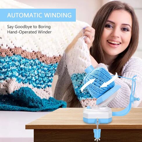 Yarn Winder,Electric Yarn Ball Winders,10oz Large Automatic Winder for Crocheting and Knitting,The Helper for Knitting Enthusiast (Blue) in Kuwait