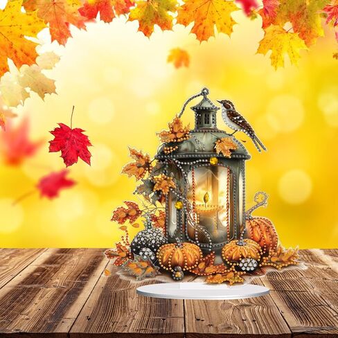 ARTopet DIY Diamond Desktop Ornament Autumn Special Shaped Crystal Diamond Art Painting Double Sided Pattern Single Sided Diamond Tabletop Ornaments Home Decor-Pumpkin Lantern in Kuwait
