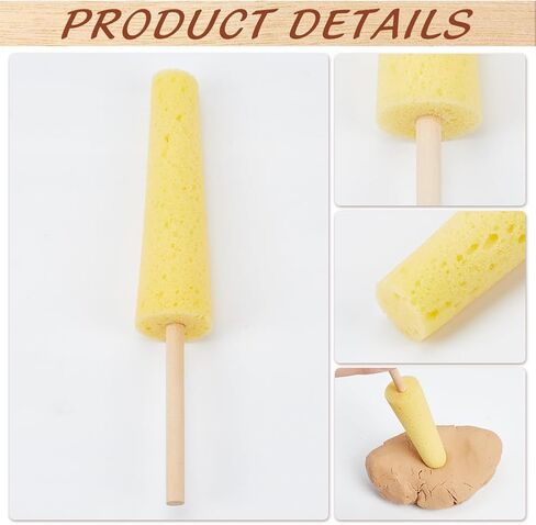 BENECREAT 2Pcs Yellow Pottery Sponge for Clay, Pottery Trimming Tools Ceramic Throwing Stick Clay & Pottery Sculpture Sponge for Artist Clay and Pottery Cleanup in Saudi Arabia