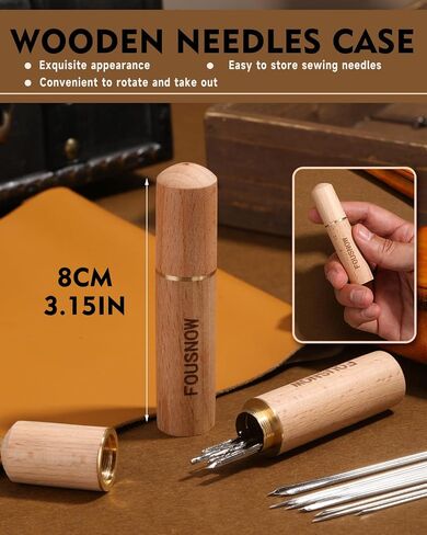 FOUSNOW 24 Pcs Leather Sewing Needles, Heavy Duty Sewing Needles Kit with Upholstery Needles, Needle Threaders for Hand Sewing, Curved Sewing Needles for Leather, Upholstery, Car, Carpet, Sofa Repair in Saudi Arabia