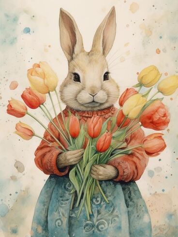 SKRYUIE Paint by Numbers Kit for Adults Beginner Easter, Acrylic Rabbit Oil Painting by Numbers Kits with AcrylicPaintwork Art Crafts Canvas for Home Decor 16x20 inch / 40x50 cm in Saudi Arabia