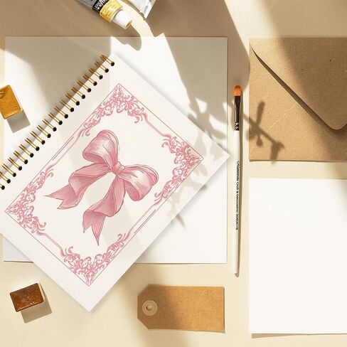 Pink Bow Coquette Notebook Journal, Preppy Notebook, Girly Notebook, Pink Aesthetic Notebook, Pink Desk Accessories for Women, Preppy Office Supplies, Hardcover Spiral Notebook 5.5x8.3 in Kuwait