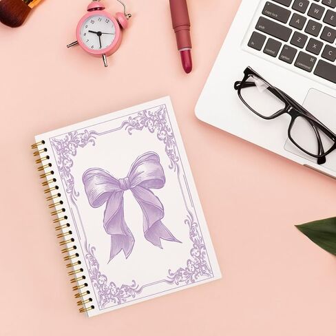 Pink Bow Coquette Notebook Journal, Preppy Notebook, Girly Notebook, Pink Aesthetic Notebook, Pink Desk Accessories for Women, Preppy Office Supplies, Hardcover Spiral Notebook 5.5x8.3 in Kuwait