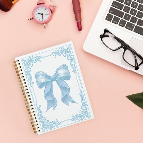Pink Bow Coquette Notebook Journal, Preppy Notebook, Girly Notebook, Pink Aesthetic Notebook, Pink Desk Accessories for Women, Preppy Office Supplies, Hardcover Spiral Notebook 5.5x8.3 in Kuwait