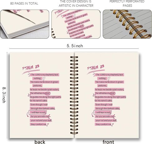 Trendy Coquette Christian Notebook,Christian Gifts Prayer Journal for Woman,Bible Verses Notebook for Note Taking Church Work,College Ruled Hardcover Spiral Notebook 5.5 x 8.3 in Saudi Arabia