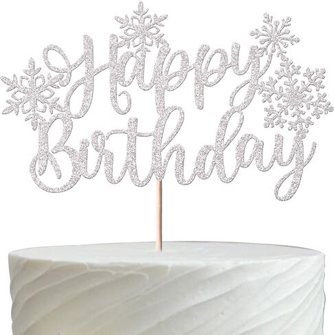 Rsstarxi 1 Pack Snowflake Happy Birthday Cake Topper Glitter Winter Frozen Theme Snowflake Cake Pick for Baby Shower Kids Christmas Party Cake Decorations Supplies Blue in Saudi Arabia