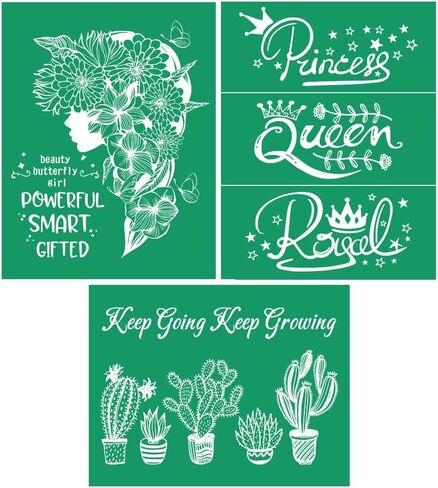 DGAGA Princess Silk Screen Stencils,Queen Stencils Reusable,Beauty Girl Screen Printing Stencils for Painting on Fabric,Bag,Keep Going Self Adhesive Stencils for Craft,Wood in Kuwait