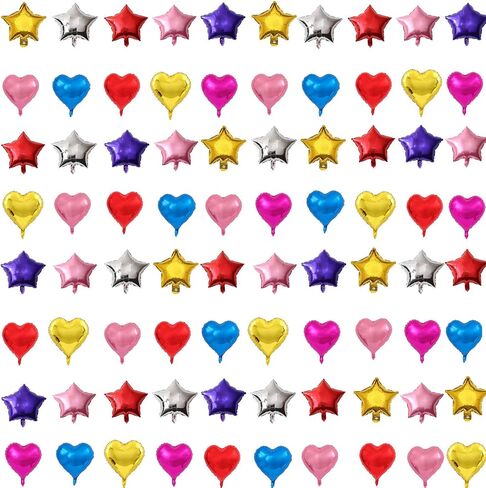 40pcs 5inch Star & Heart Foil Balloons - بالونات صغيرة القلب لعيد الميلاد ، الذكرى ، حفل زفاف ، استحمام الطفل ، زخرفة حفلة عيد الميلاد in Kuwait