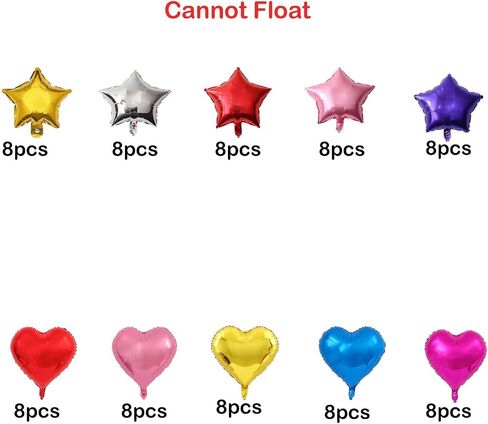 40pcs 5inch Star & Heart Foil Balloons - بالونات صغيرة القلب لعيد الميلاد ، الذكرى ، حفل زفاف ، استحمام الطفل ، زخرفة حفلة عيد الميلاد in Kuwait