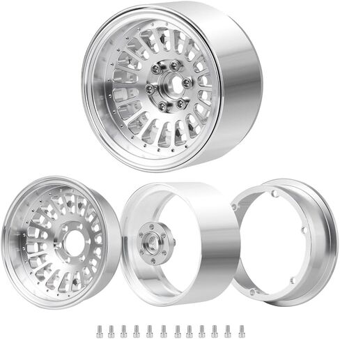 Mohero 4pcs الألومنيوم 2.2 "حافات عجلة Beadlock 34.8 ملم لـ 1/10 RC Rock Crawler AXIAL SCX10 WRAITH 90048 RR10 Part (Silver) in Saudi Arabia