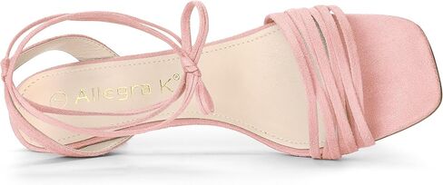 Allegra K Women's Kitten Heel Lace Up Suede Heel Sandals in Kuwait