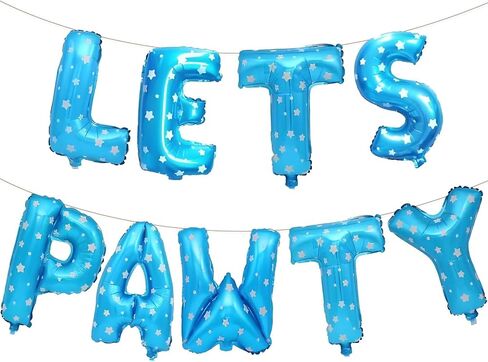 9 Pcs Lets Pawty Balloons Banner 16 Inch, Dog Cat Pet Birthday Letters Sign Lets Pawty Balloons Happy Birthday Banner for Pet Dog Cat Party Supplies Decorations (Pastel Pink) in Saudi Arabia