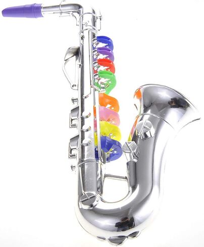 PowerTRC Kids Clarinet Music Toy | Wind Musical Instrument | 8 Colored Keys | Toddlers | Learning Clarinet | Metallic Silver in Kuwait