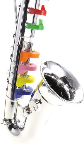 PowerTRC Kids Clarinet Music Toy | Wind Musical Instrument | 8 Colored Keys | Toddlers | Learning Clarinet | Metallic Silver in Kuwait