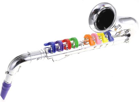 PowerTRC Kids Clarinet Music Toy | Wind Musical Instrument | 8 Colored Keys | Toddlers | Learning Clarinet | Metallic Silver in Kuwait