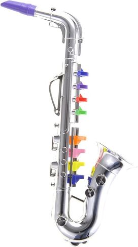 PowerTRC Kids Clarinet Music Toy | Wind Musical Instrument | 8 Colored Keys | Toddlers | Learning Clarinet | Metallic Silver in Kuwait
