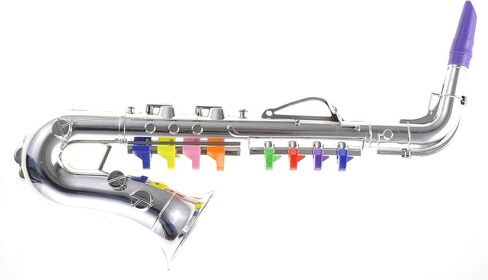 PowerTRC Kids Clarinet Music Toy | Wind Musical Instrument | 8 Colored Keys | Toddlers | Learning Clarinet | Metallic Silver in Kuwait