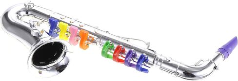 PowerTRC Kids Clarinet Music Toy | Wind Musical Instrument | 8 Colored Keys | Toddlers | Learning Clarinet | Metallic Silver in Kuwait